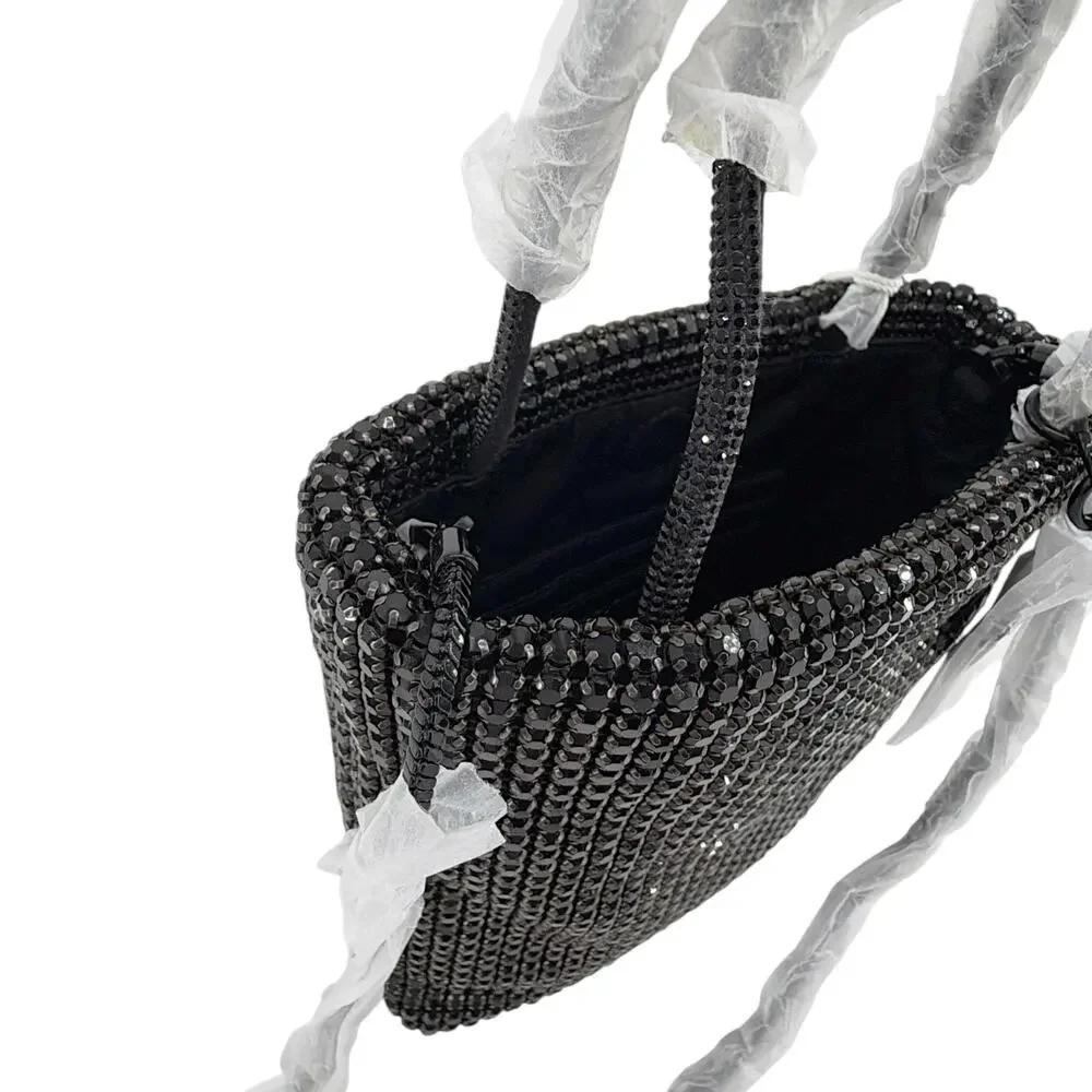 TORY BURCH Night Owl Crystal Embellished Mini Tote in Black